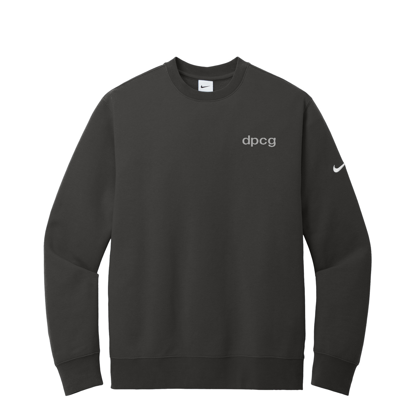 Nike Club Fleece Sleeve Swoosh Crew — Anthracite