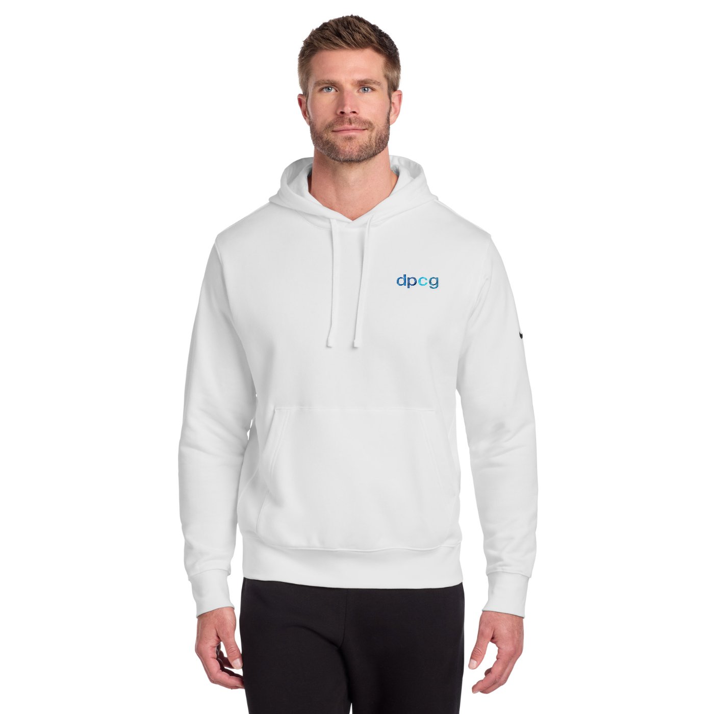 Nike Club Fleece Sleeve Swoosh Pullover Hoodie — model