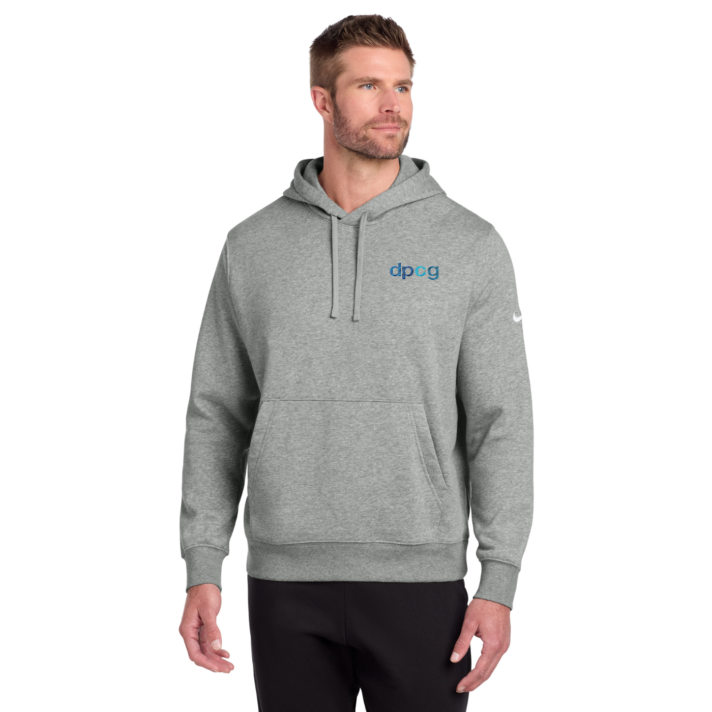Nike Club Fleece Sleeve Swoosh Pullover Hoodie — model