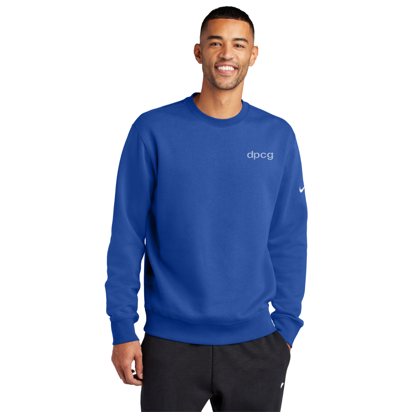 Nike Club Fleece Sleeve Swoosh Crew — model