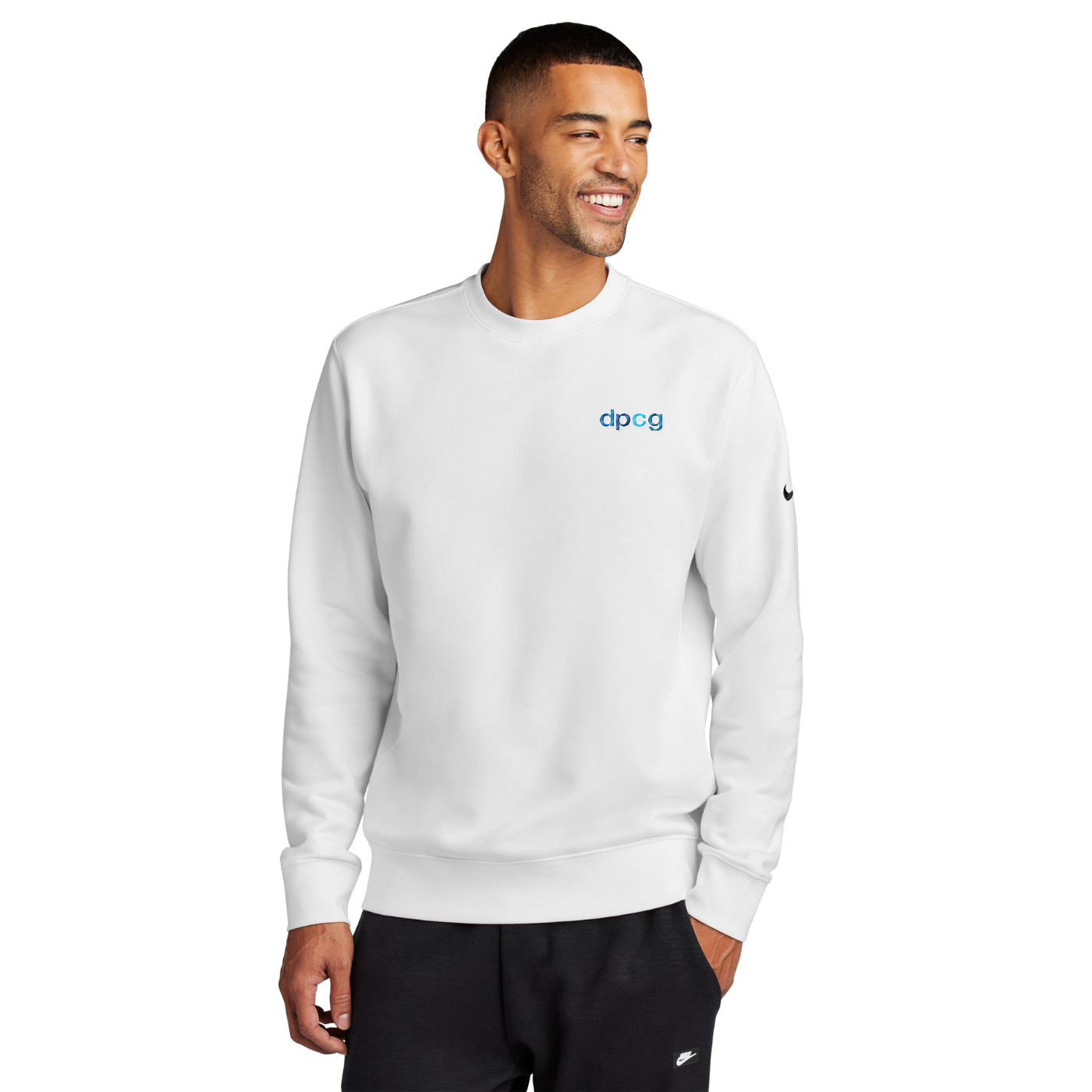 Nike Club Fleece Sleeve Swoosh Crew — model