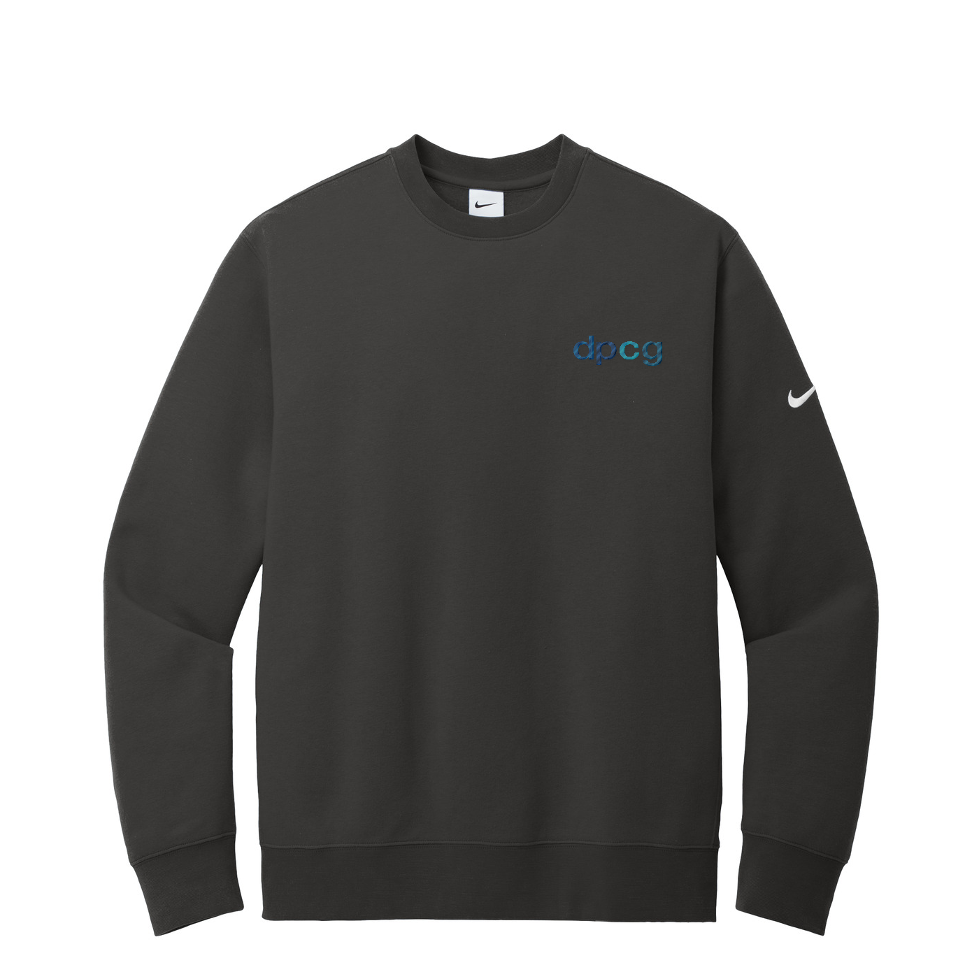 Nike Club Fleece Sleeve Swoosh Crew — Anthracite